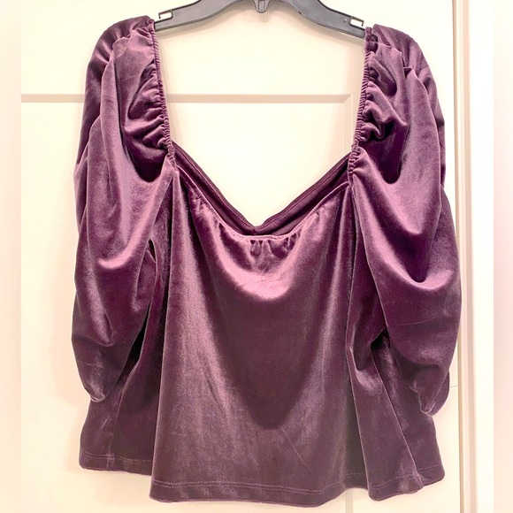 EUC [AND NOW THIS] Velvet Plum Purple Ruched Princess Top Women’s Plus Sz 2X - Picture 11 of 16
